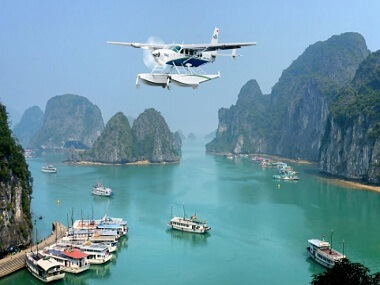 Halong bay scenic with seaplane